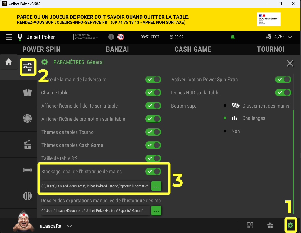 Configuração do Unibet