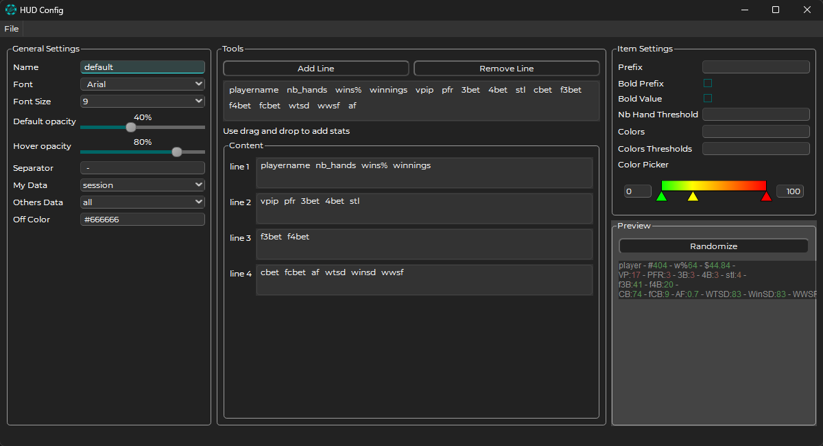 Configurações do HUD